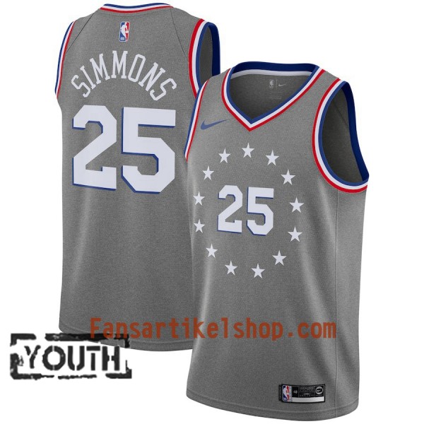 Philadelphia 76ers Trikot Ben Simmons 25 2018-19 Nike City Edition Grau Swingman - Kinder